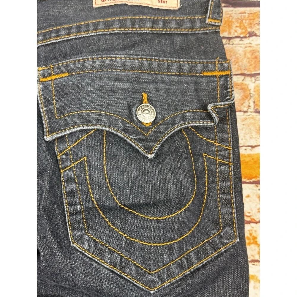 True Religion Straight Flap Red Orange Stitcing Men's Jeans 33